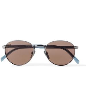 Prada Round-Frame-Tone And Acetate Sunglasses - Brown