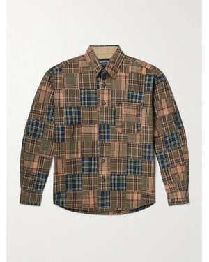 FRIZMWORKS Patchwork Checked Cotton Shirt - Grigio