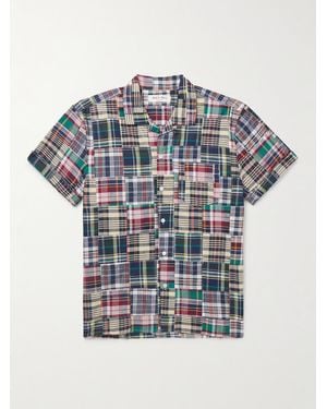 Alex Mill Convertible-Collar Patchwork Checked Cotton-Madras Shirt - Grey