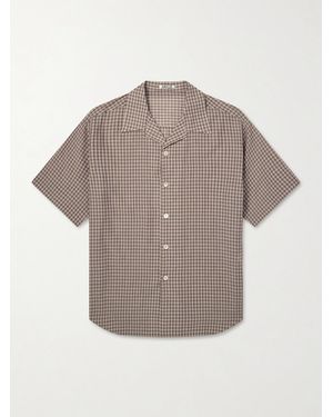 AURALEE Camp-Collar Checked Cotton Shirt - Grey