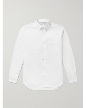 Eleventy Button-Down Collar Cotton Oxford Shirt - White