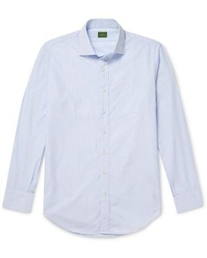 Sid Mashburn Spread-Collar Checked Cotton-Poplin Shirt - Blue