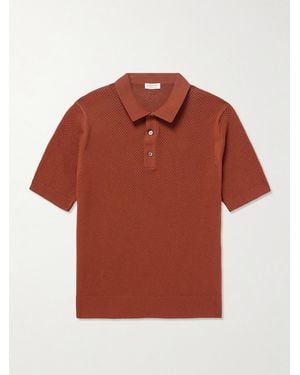 Sunspel Cotton-mesh Polo Shirt - Red