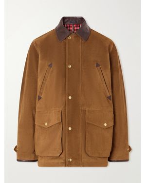 Drake's Leather-Trimmed Suede Jacket - Braun