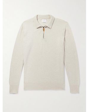 Kingsman Merino Wool And Cashmere-Blend Half-Zip Jumper - White