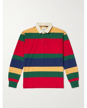 Drake's Him Twill-Trimmed Striped Cotton-Jersey Polo Shirt - Red
