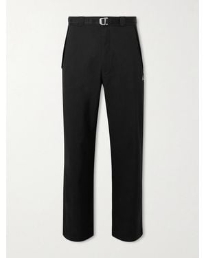 ROA Slim-Fit Straight-Leg Logo-Embroidered Belted Cotton-Blend Twill Trousers - Black