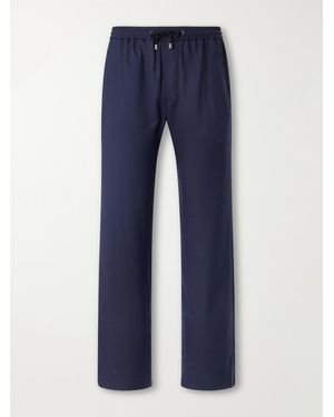 God's True Cashmere Straight-Leg Cashmere-Twill Drawstring Trousers - Blue