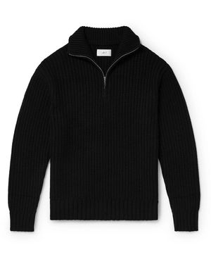 MR P. Ribbed Wool And Cashmere-Blend Half-Zip Sweater - Black