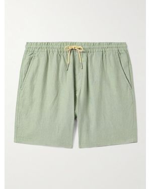 NN07 Gregor 1454 Straight-leg Linen Drawstring Shorts - Green