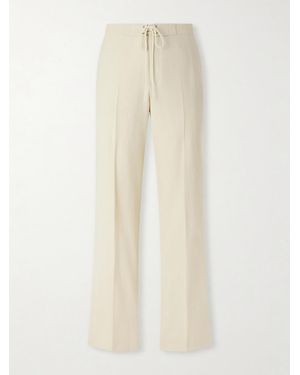 AURALEE Straight-Leg Wool, Cotton And Linen-Blend Oxford Drawstring Trousers - Natural