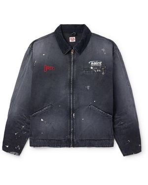 SAINT Mxxxxxx Lastman Cotton-Blend Velour Track Jacket in Black