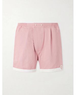 Bode Heart Deco Straight-leg Logo-appliquéd Cotton-faille Shorts - Pink
