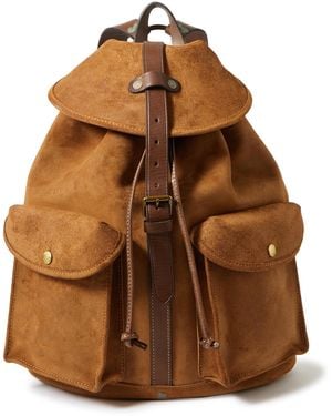 RRL Leather-trimmed Roughout Suede Backpack - Brown