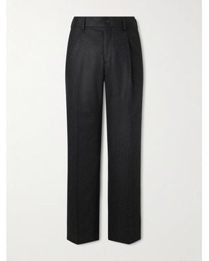 MR P. Straight-leg Pleated Cashmere-blend Flannel Suit Trousers - Black
