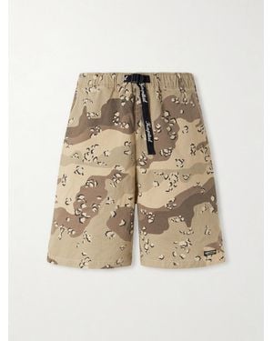 Kapital Easy Straight-leg Herringbone Camouflage-print Cotton Shorts - Natural