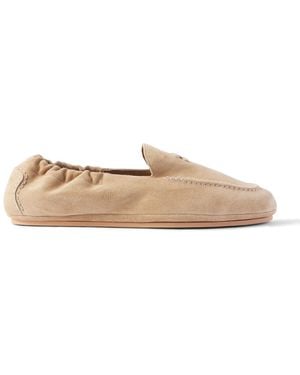 Celine Logo-Appliquéd Suede Loafers - Natural