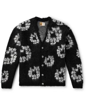 SAINT Mxxxxxx Denim Tears Jacquard-Knit Cardigan - Black