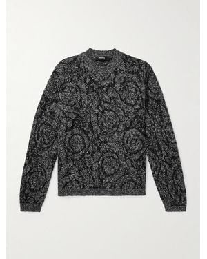 Versace Pullover aus Jacquard-Strick aus einer Baumwollmischung - Grau