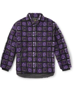 Needles Checked Fleece Zip-Up Jacket - Purple