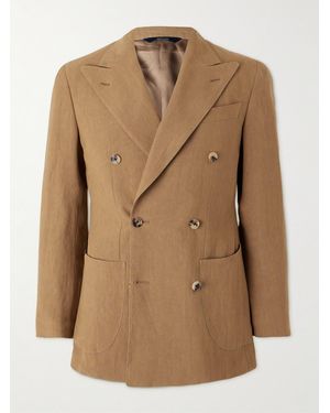 Thom Sweeney Double-Breasted Silk Blazer - Natural