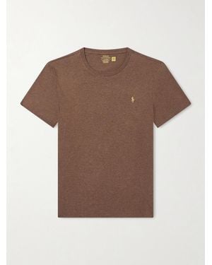 Polo Ralph Lauren Slim-fit Logo-embroidered Cotton-jersey T-shirt - Brown