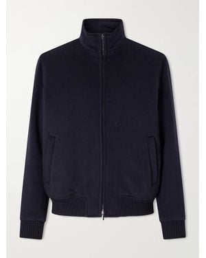 Thom Sweeney Wool And Cashmere-Blend Flannel Bomber Jacket - Blue