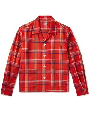 Bode Gable Camp-collar Checked Wool Overshirt - Red