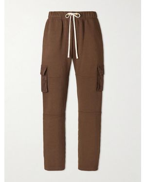 Les Tien Heavyweight Straight-leg Structured-fleece Cotton-jersey Drawstring Cargo Trousers - Brown