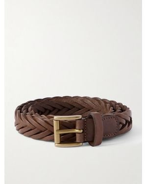 Anderson's 2.5Cm Woven Leather Belt - Marrone