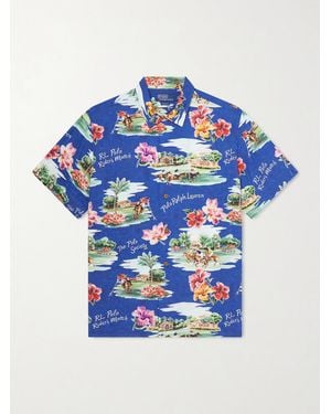 Polo Ralph Lauren Camp-Collar Printed Voile Shirt - Blue