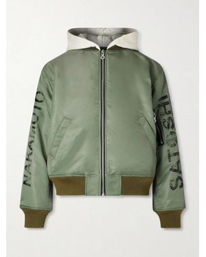 Satoshi Nakamoto Abandoned Theme Park Printed Shell Bomber Jacket - Green