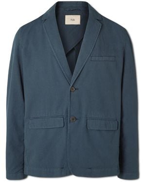 Folk Assembly Textured-Cotton Blazer - Blue