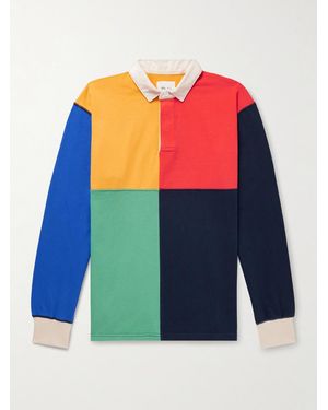 Drake's Colour-Blocked Cotton-Jersey Polo Shirt - Blue
