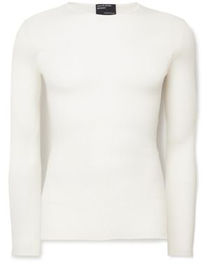 Enfants Riches Deprimes Logo-Embroidered Ribbed Silk And Cashmere-Blend Sweater - White