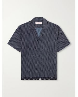 Orlebar Brown Maitan Camp-Collar Printed Silk-Satin Shirt - Blue