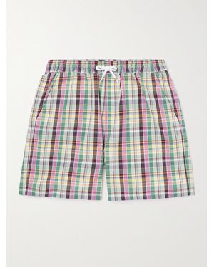 Baracuta Noah Straight-Leg Checked Cotton-Twill Drawstring Shorts - Multicolour