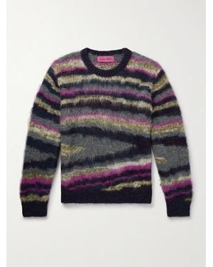 The Elder Statesman Oil Slick Striped Jacquard-Knit Alpaca-Blend Jumper - Blue
