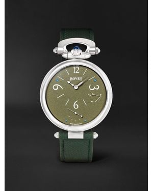 Bovet 19thirty 10th Anniversary Hand-wound 42mm Stainless Steel And Leather Watch - Black