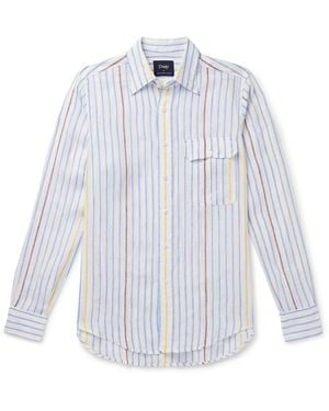 Drake's Striped Linen Shirt - White