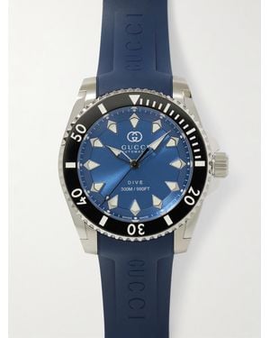 Gucci Dive 40Mm Automatic Stainless Steel And Rubber Watch - Blue