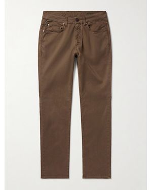 Boglioli Slim-fit Straight-leg Cotton-blend Twill Trousers - Brown