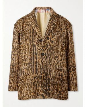 Visvim Bowen Leopard-print Silk Blazer - Brown