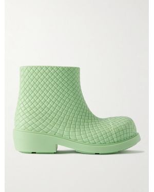 Bottega Veneta Fireman Intrecciato Rubber Boots - Green