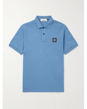 Stone Island Logo-appliquéd Cotton-blend Piqué Polo Shirt - Blue