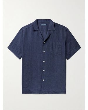 Frescobol Carioca Angelo Camp-Collar Linen Shirt - Blue