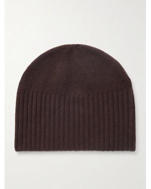 Allude Ribbed Cashmere Beanie - Brown