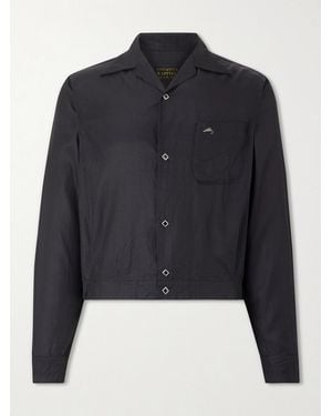 Kapital Drizzler Camp-Collar Embroidered-Detail Satin Jacket - Blue