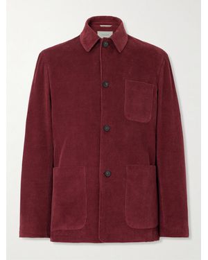 Canali Cotton-Corduroy Overshirt - Red