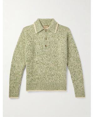 Federico Curradi Ribbed Wool-blend Polo Jumper - Green